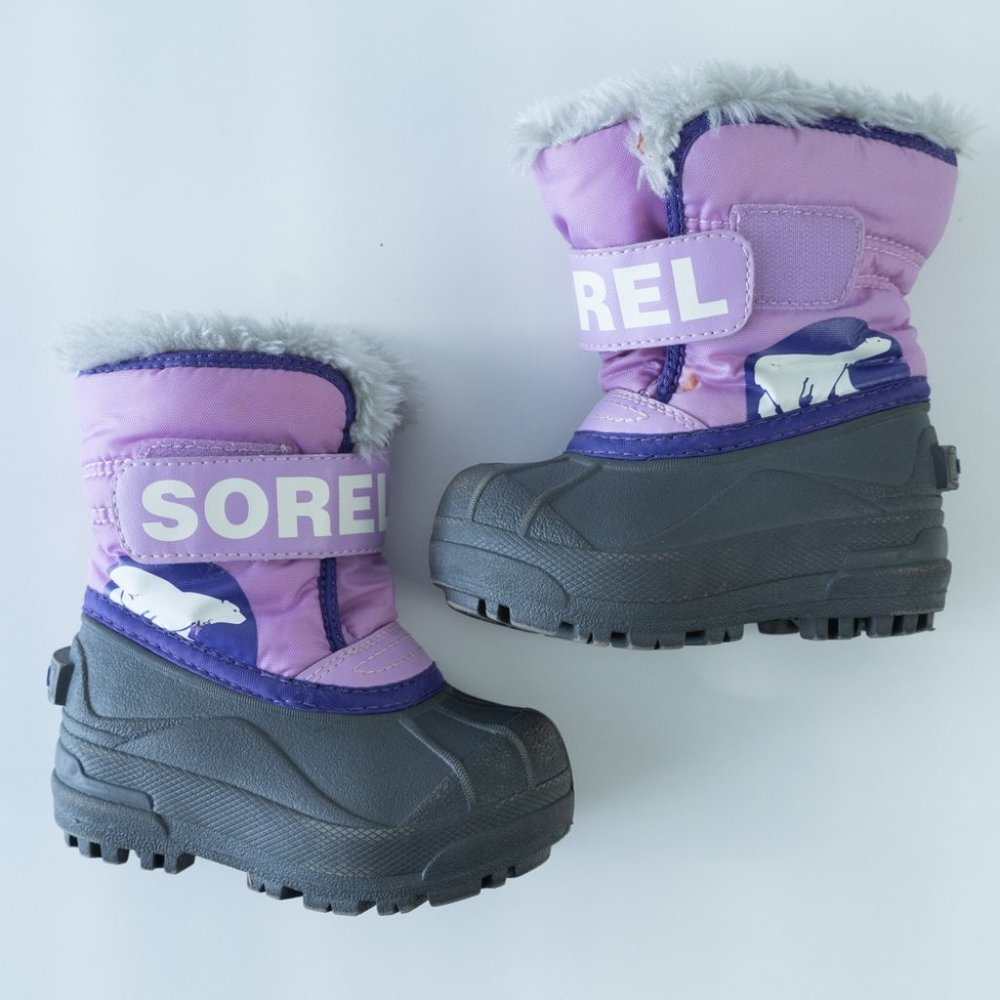 Sorel Toddler Girls Snow Commander Winter Faux Fur Snow Boots Size 6 Purple